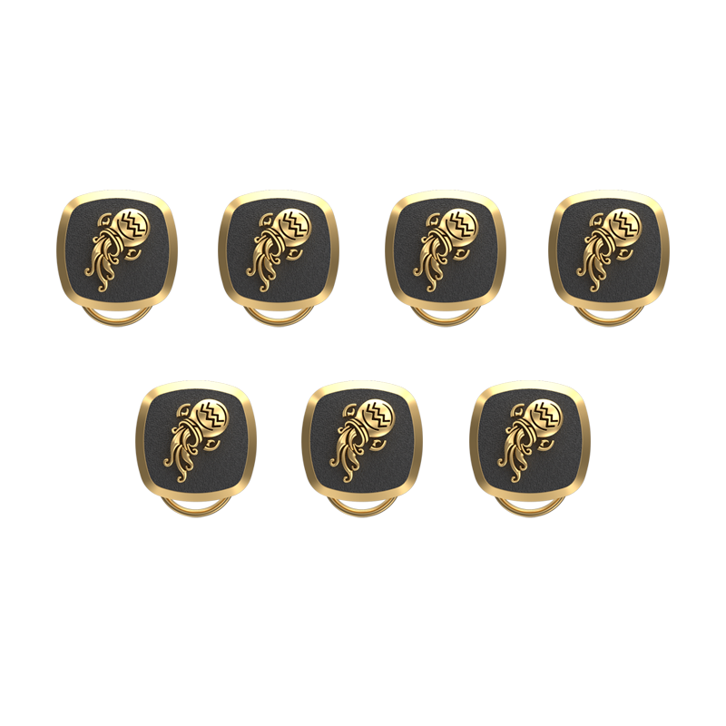 Aquarius Zodiac, Constellation Button set with 18kt Gold & Black Ruthenium Plating on Brass.