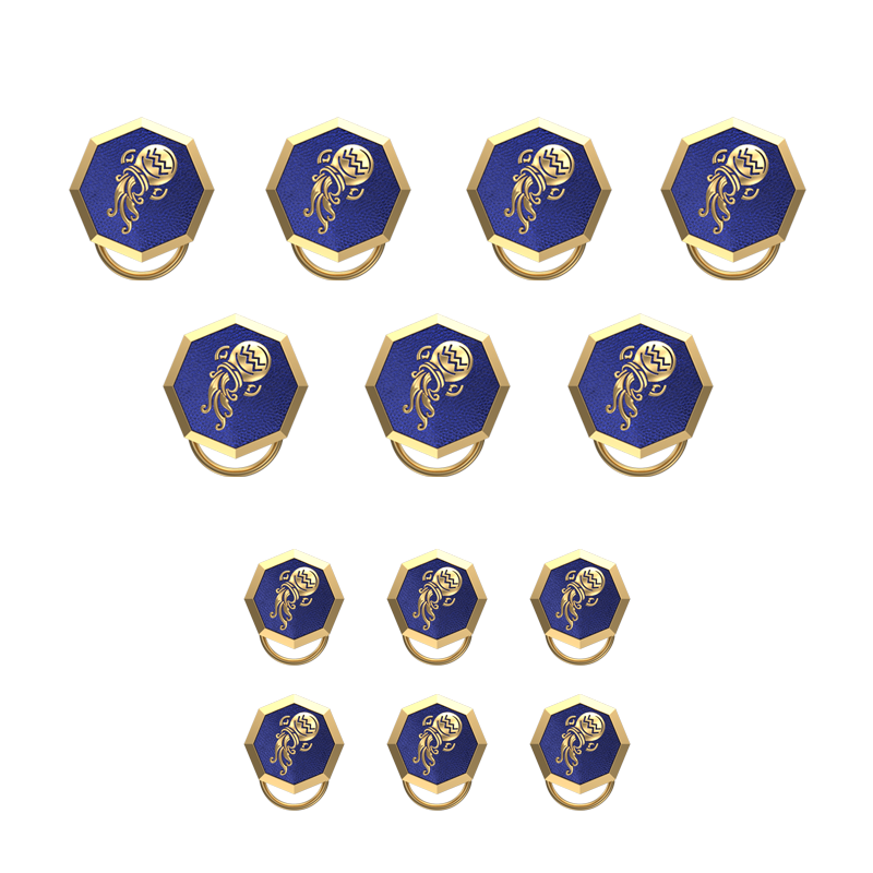 Aquarius Zodiac, Constellation Button set with 18kt Gold & Black Ruthenium Plating on Brass.