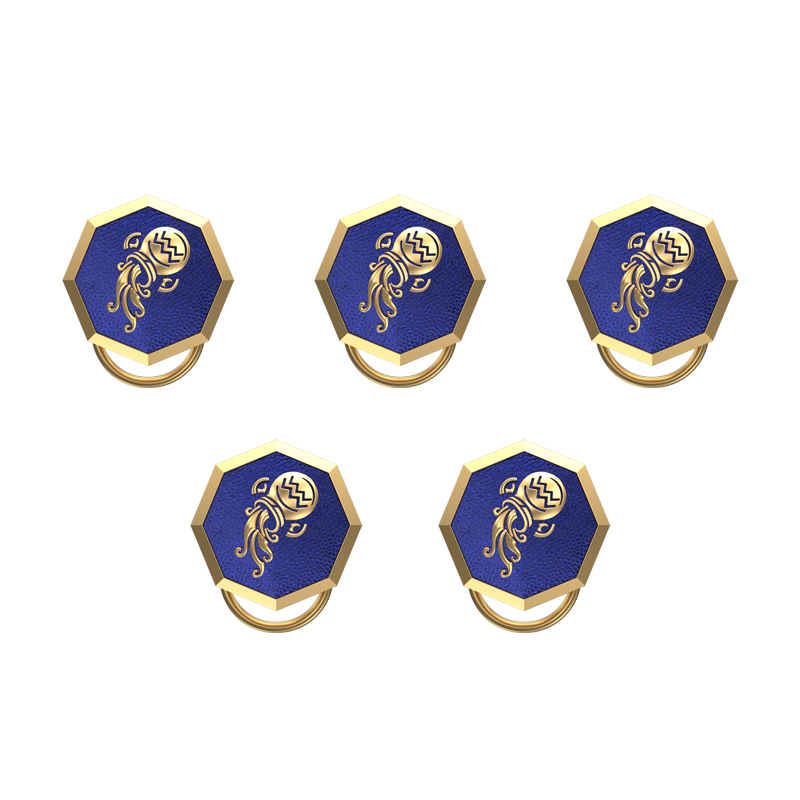Aquarius Zodiac, Constellation Button set with 18kt Gold & Black Ruthenium Plating on Brass.