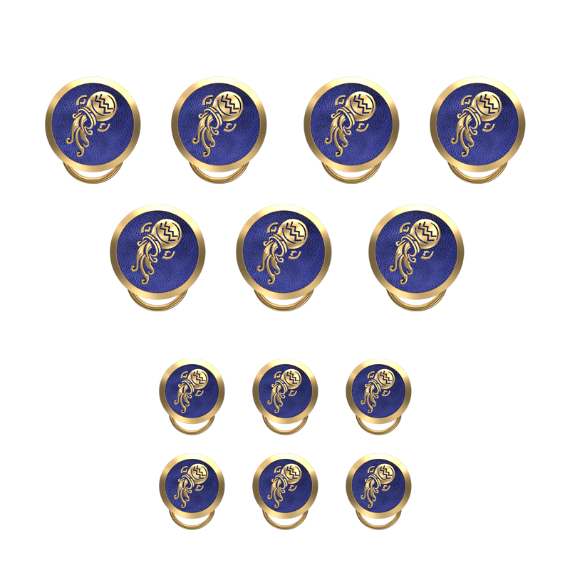Aquarius Zodiac, Constellation Button set with 18kt Gold & Black Ruthenium Plating on Brass.