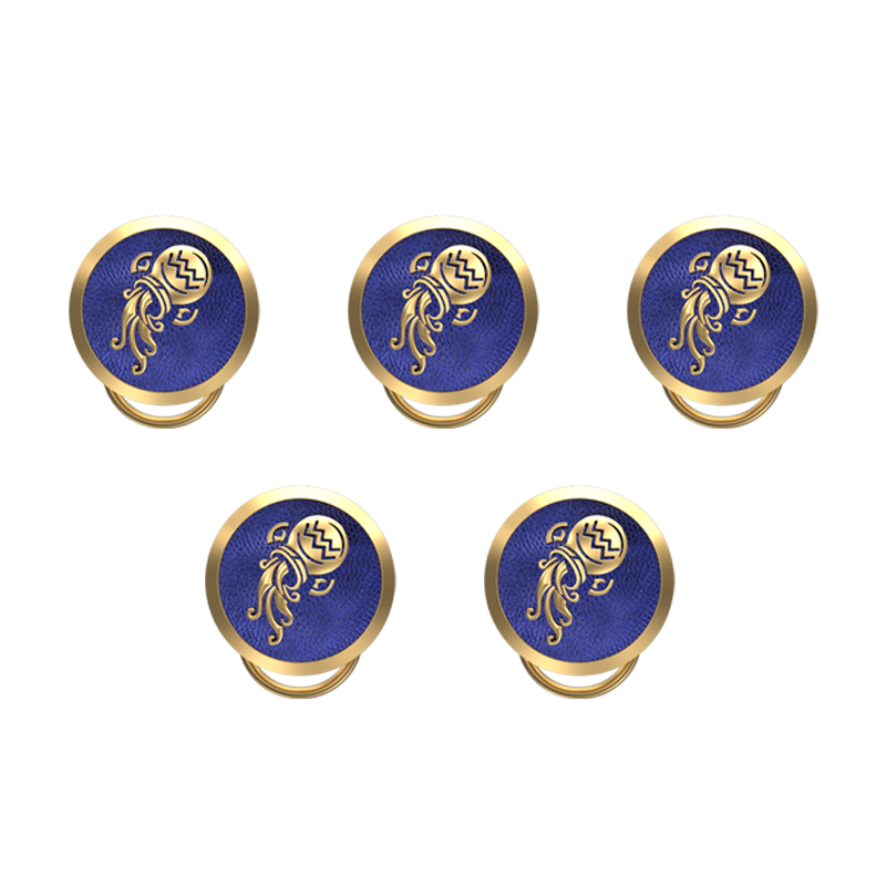Aquarius Zodiac, Constellation Button set with 18kt Gold & Black Ruthenium Plating on Brass.