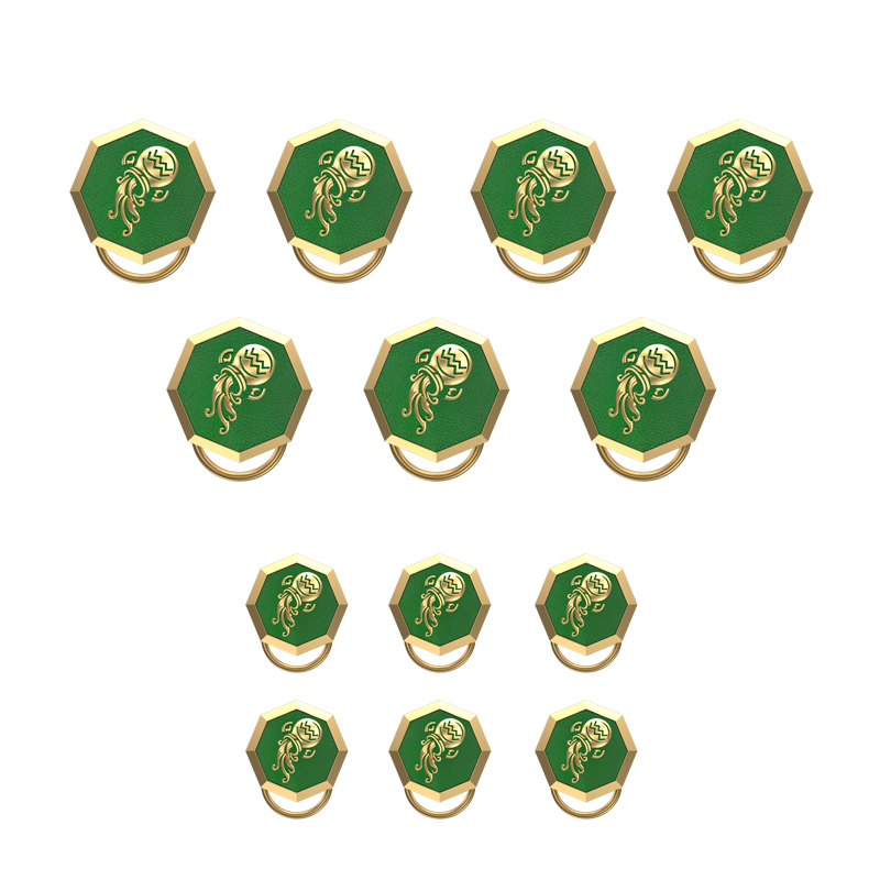 Aquarius Zodiac, Constellation Button set with 18kt Gold & Black Ruthenium Plating on Brass.