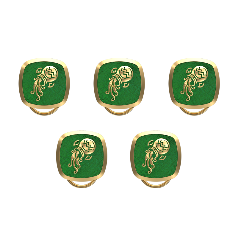 Aquarius Zodiac, Constellation Button set with 18kt Gold & Black Ruthenium Plating on Brass.