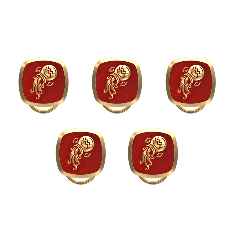 Aquarius Zodiac, Constellation Button set with 18kt Gold & Black Ruthenium Plating on Brass.