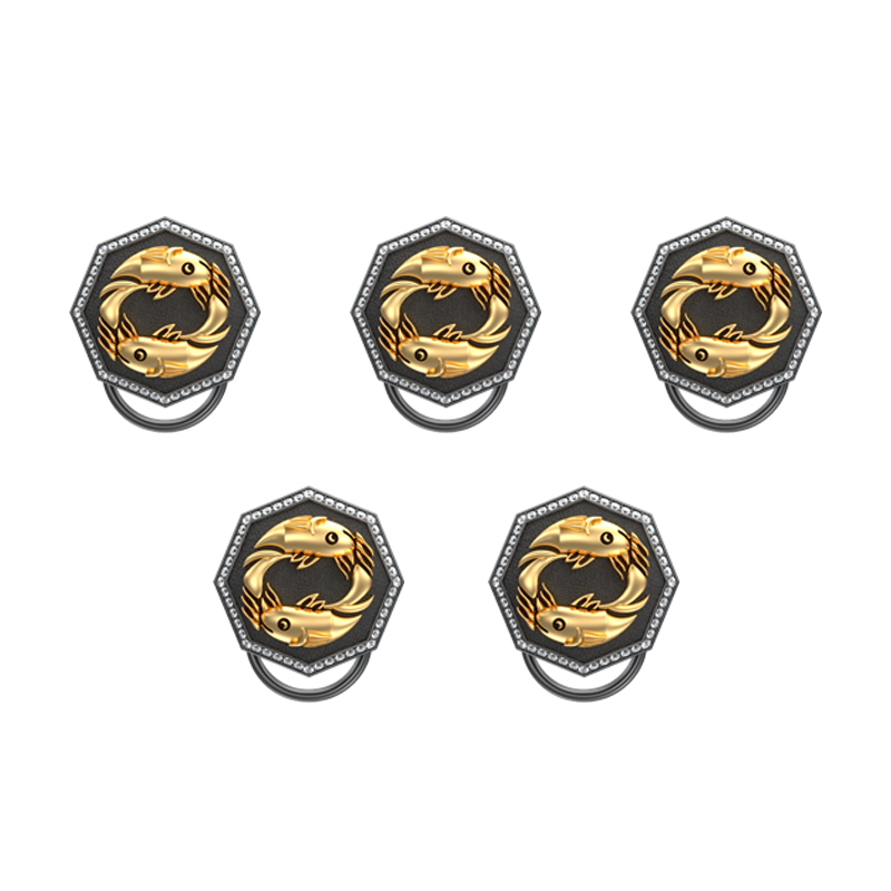 Pisces Zodiac Luxe, Constellation Button set with CZ Diamonds, 18kt Gold & Black Ruthenium plating on Brass.