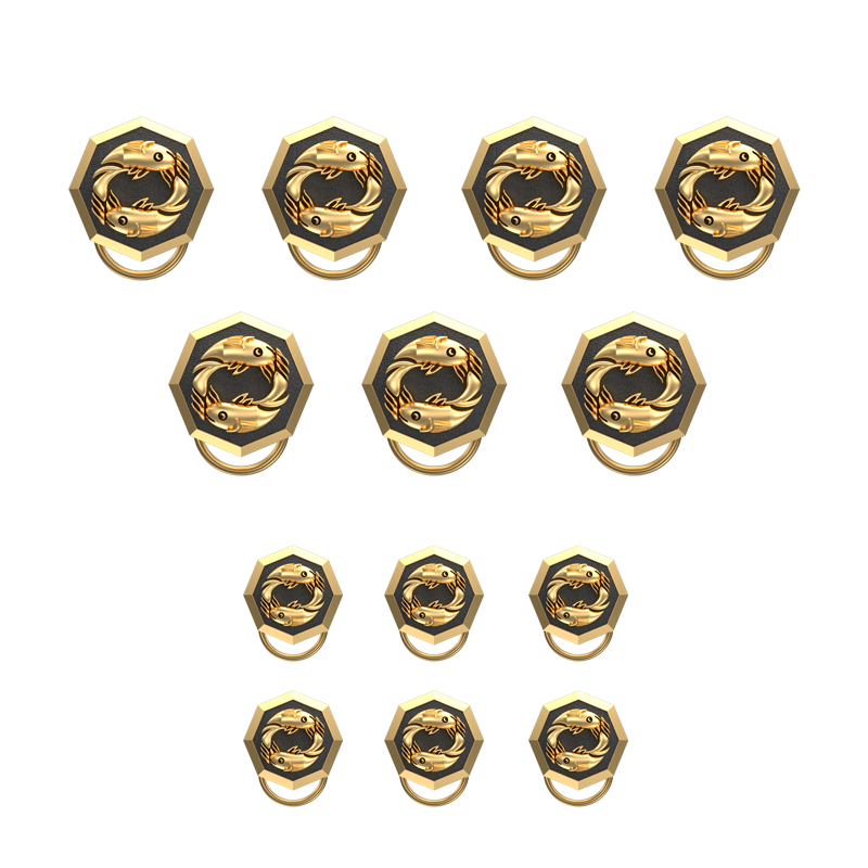 Pisces Zodiac, Constellation Button set with 18kt Gold & Black Ruthenium Plating on Brass.