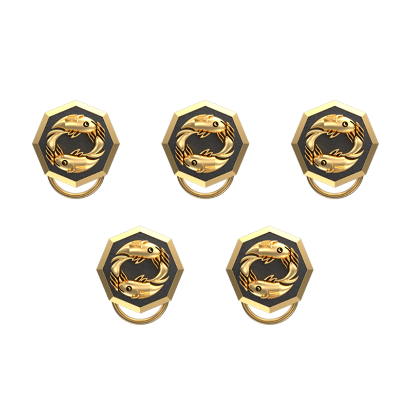 Pisces Zodiac, Constellation Button set with 18kt Gold & Black Ruthenium Plating on Brass.