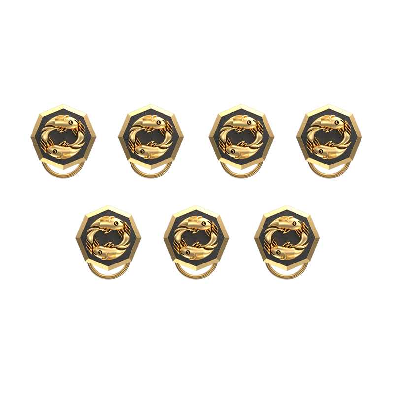 Pisces Zodiac, Constellation Button set with 18kt Gold & Black Ruthenium Plating on Brass.