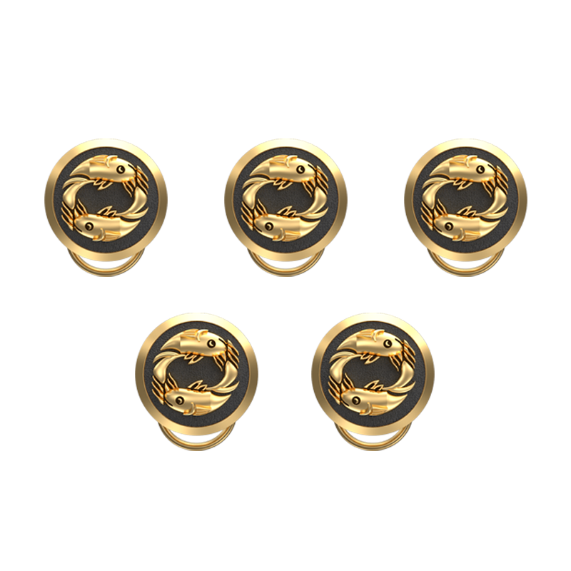 Pisces Zodiac, Constellation Button set with 18kt Gold & Black Ruthenium Plating on Brass.