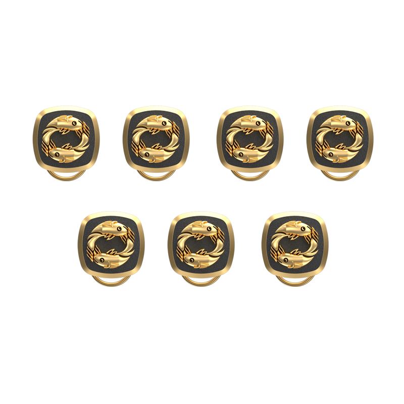 Pisces Zodiac, Constellation Button set with 18kt Gold & Black Ruthenium Plating on Brass.