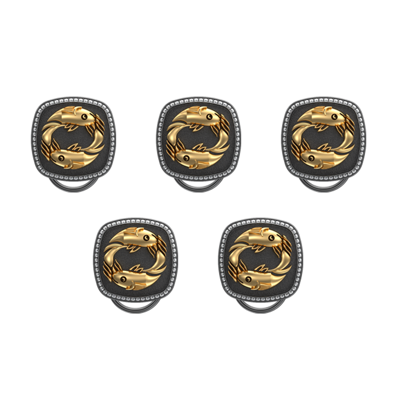 Pisces Zodiac Luxe, Constellation Button set with CZ Diamonds, 18kt Gold & Black Ruthenium plating on Brass.