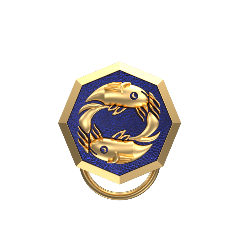 Pisces Zodiac, Constellation Button set with 18kt Gold & Black Ruthenium Plating on Brass.