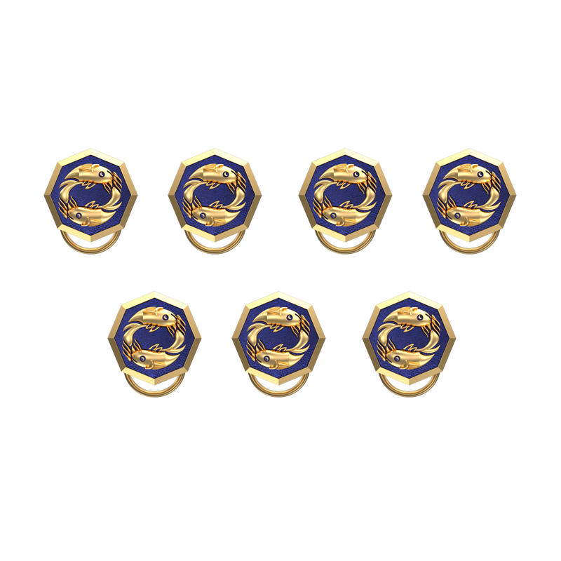 Pisces Zodiac, Constellation Button set with 18kt Gold & Black Ruthenium Plating on Brass.