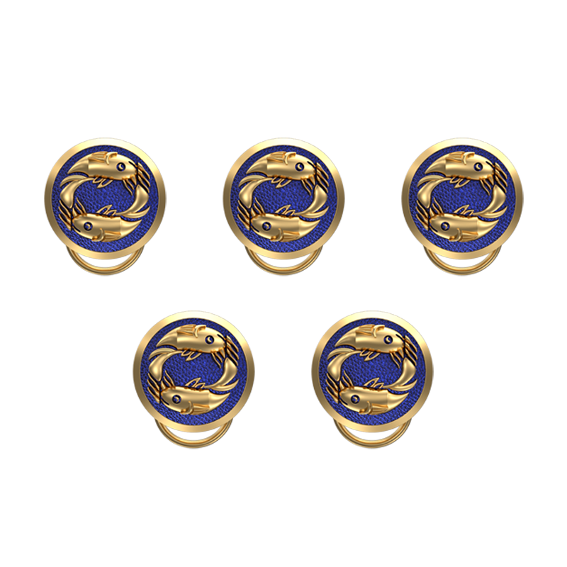 Pisces Zodiac, Constellation Button set with 18kt Gold & Black Ruthenium Plating on Brass.