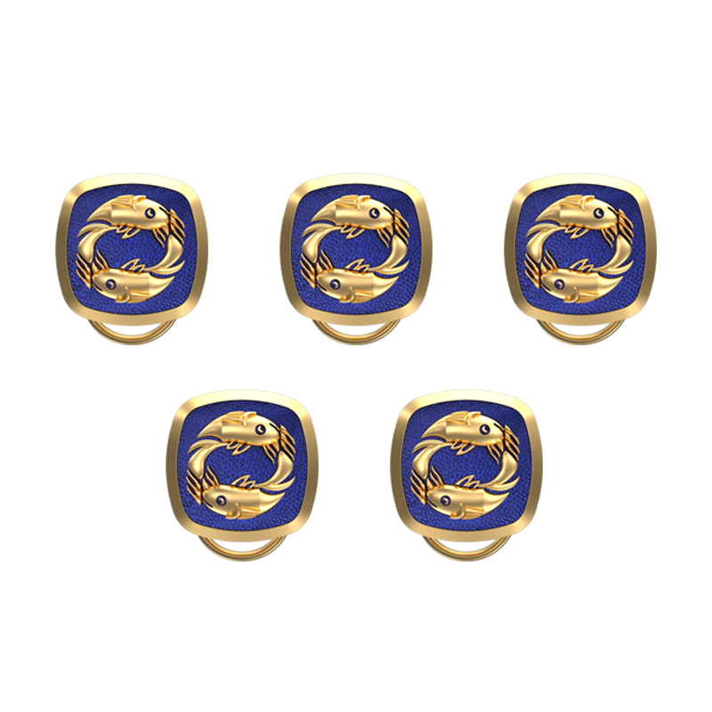 Pisces Zodiac, Constellation Button set with 18kt Gold & Black Ruthenium Plating on Brass.