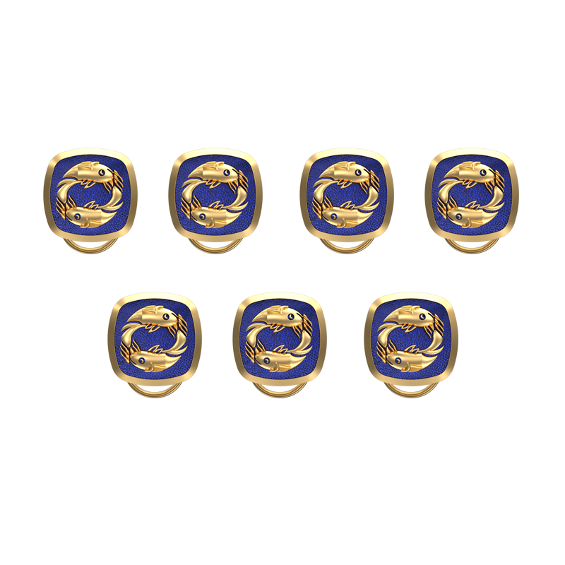 Pisces Zodiac, Constellation Button set with 18kt Gold & Black Ruthenium Plating on Brass.