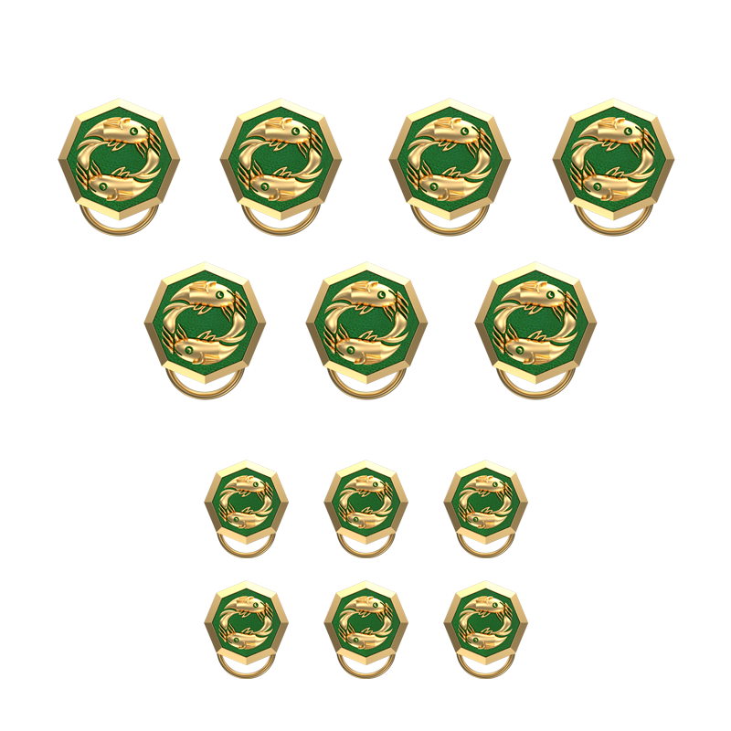 Pisces Zodiac, Constellation Button set with 18kt Gold & Black Ruthenium Plating on Brass.