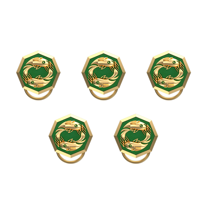 Pisces Zodiac, Constellation Button set with 18kt Gold & Black Ruthenium Plating on Brass.