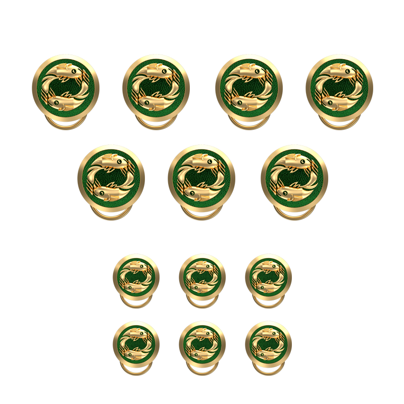 Pisces Zodiac, Constellation Button set with 18kt Gold & Black Ruthenium Plating on Brass.