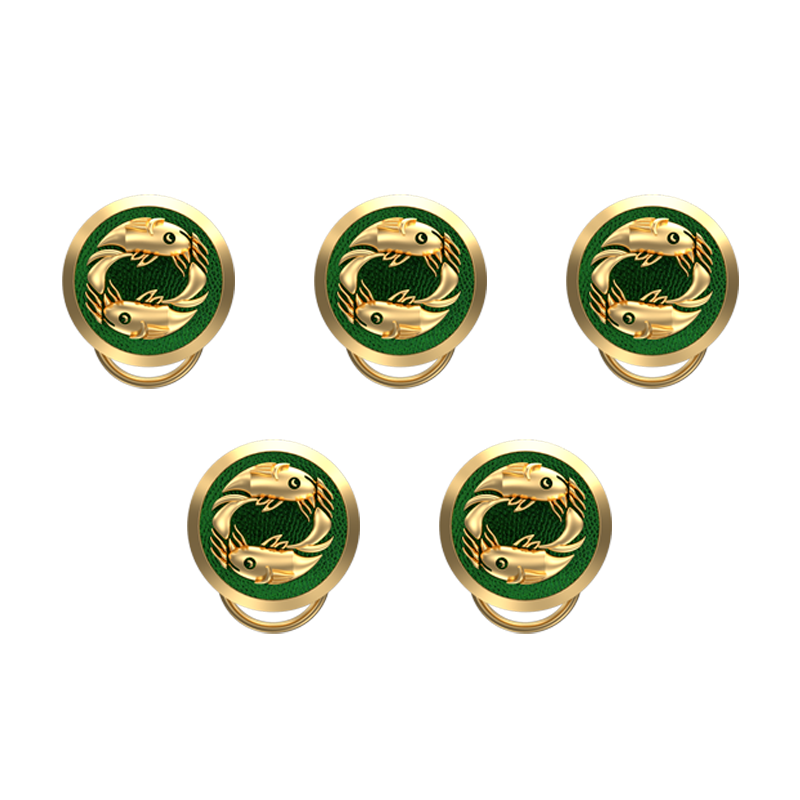 Pisces Zodiac, Constellation Button set with 18kt Gold & Black Ruthenium Plating on Brass.