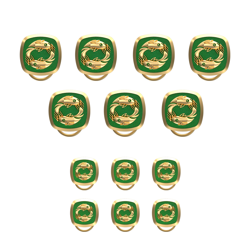 Pisces Zodiac, Constellation Button set with 18kt Gold & Black Ruthenium Plating on Brass.