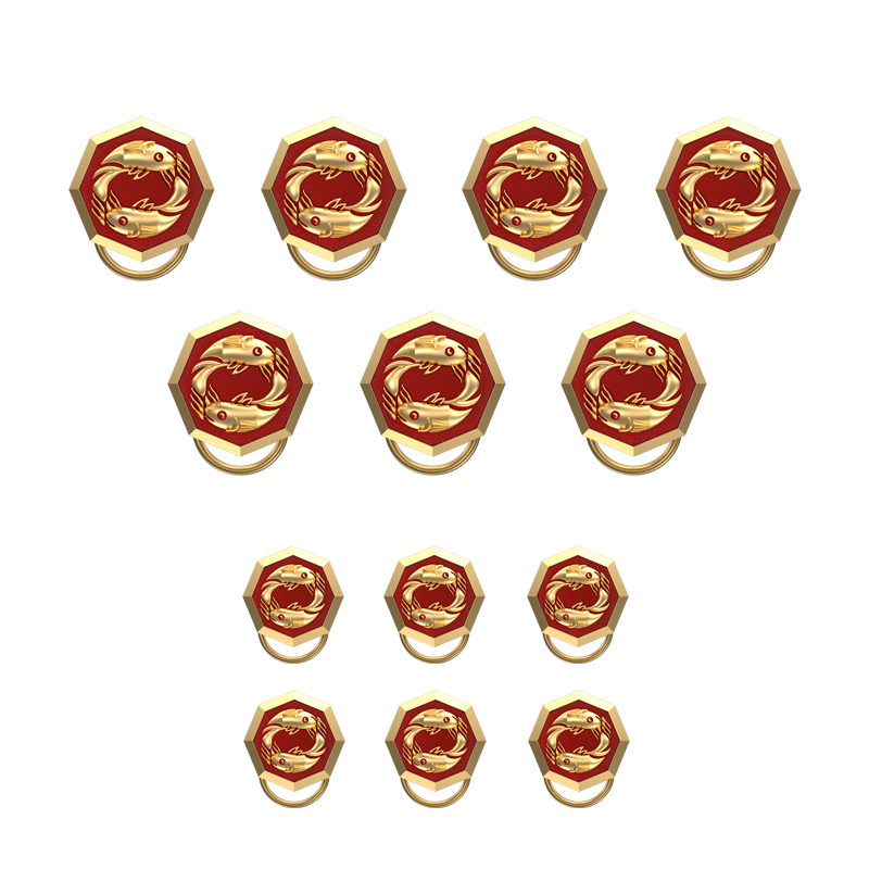Pisces Zodiac, Constellation Button set with 18kt Gold & Black Ruthenium Plating on Brass.