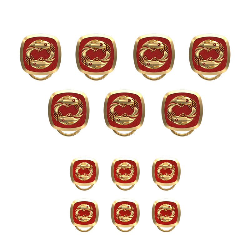 Pisces Zodiac, Constellation Button set with 18kt Gold & Black Ruthenium Plating on Brass.
