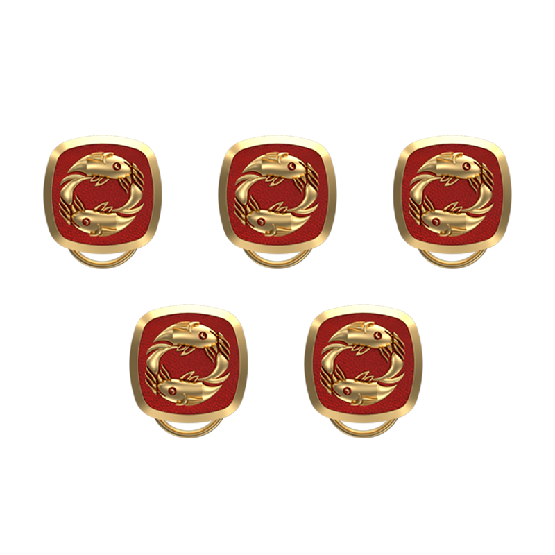 Pisces Zodiac, Constellation Button set with 18kt Gold & Black Ruthenium Plating on Brass.