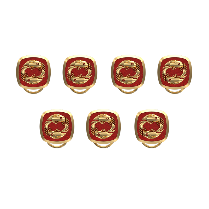 Pisces Zodiac, Constellation Button set with 18kt Gold & Black Ruthenium Plating on Brass.
