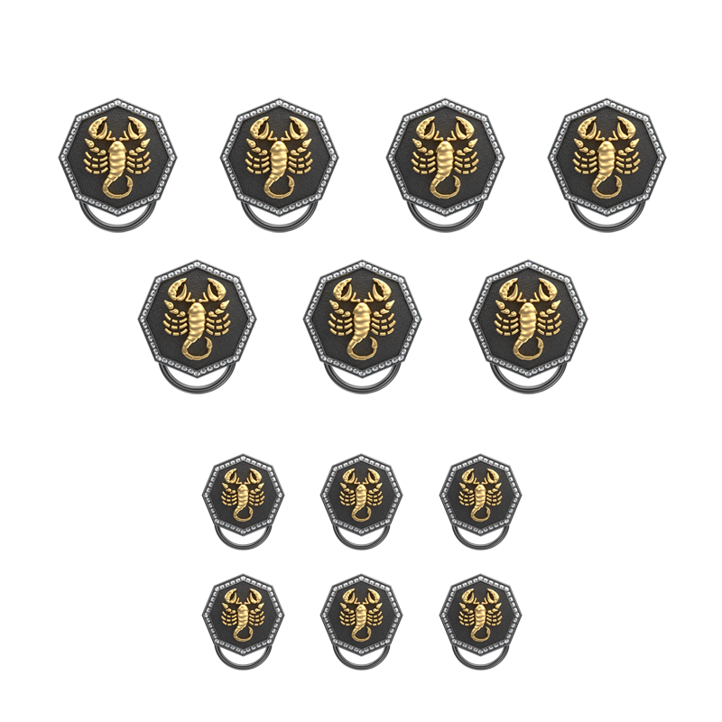 Scorpio Zodiac Luxe, Constellation Button set with CZ Diamonds, 18kt Gold & Black Ruthenium plating on Brass.