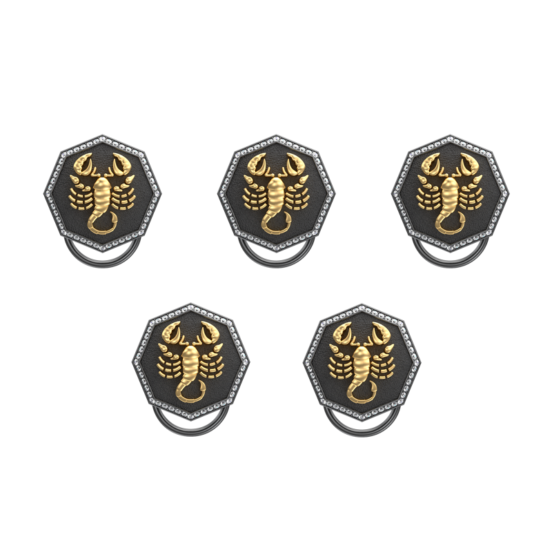 Scorpio Zodiac Luxe, Constellation Button set with CZ Diamonds, 18kt Gold & Black Ruthenium plating on Brass.