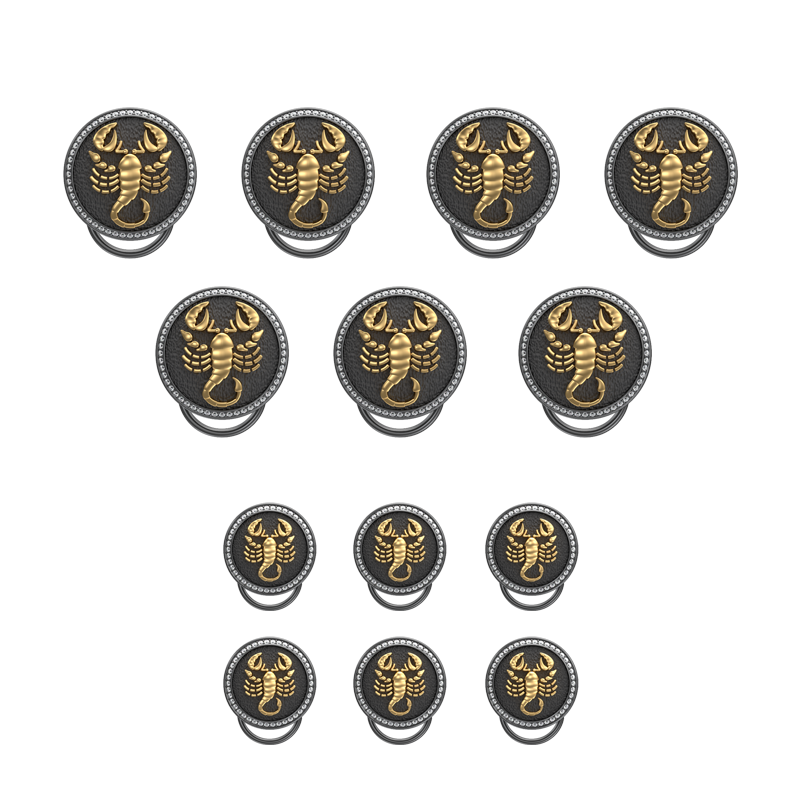 Scorpio Zodiac Luxe, Constellation Button set with CZ Diamonds, 18kt Gold & Black Ruthenium plating on Brass.