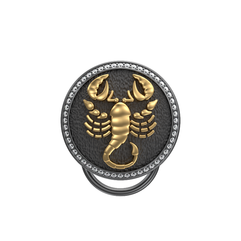 Scorpio Zodiac Luxe, Constellation Button set with CZ Diamonds, 18kt Gold & Black Ruthenium plating on Brass.