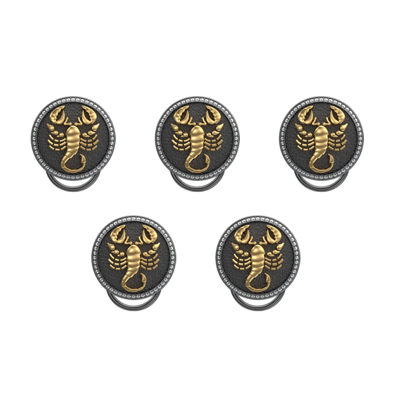 Scorpio Zodiac Luxe, Constellation Button set with CZ Diamonds, 18kt Gold & Black Ruthenium plating on Brass.