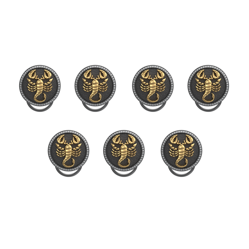 Scorpio Zodiac Luxe, Constellation Button set with CZ Diamonds, 18kt Gold & Black Ruthenium plating on Brass.