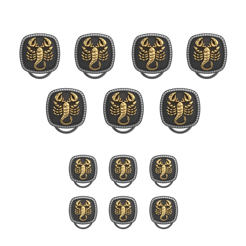 Scorpio Zodiac Luxe, Constellation Button set with CZ Diamonds, 18kt Gold & Black Ruthenium plating on Brass.