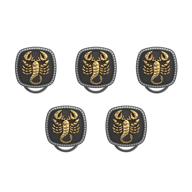 Scorpio Zodiac Luxe, Constellation Button set with CZ Diamonds, 18kt Gold & Black Ruthenium plating on Brass.