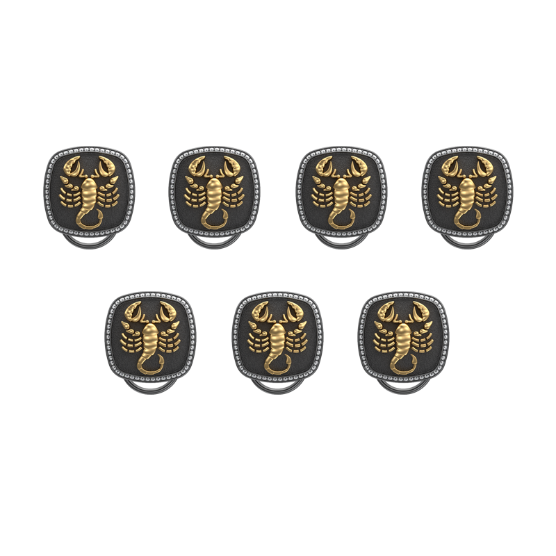 Scorpio Zodiac Luxe, Constellation Button set with CZ Diamonds, 18kt Gold & Black Ruthenium plating on Brass.