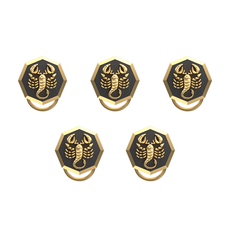 Scorpio Zodiac, Constellation Button set with 18kt Gold & Black Ruthenium Plating on Brass.