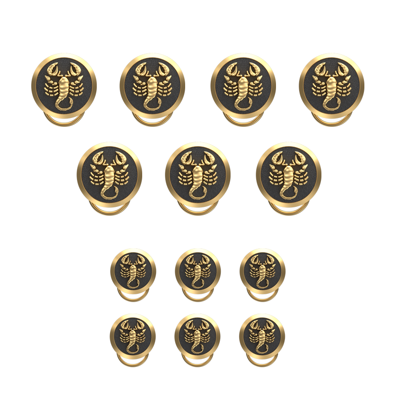Scorpio Zodiac, Constellation Button set with 18kt Gold & Black Ruthenium Plating on Brass.