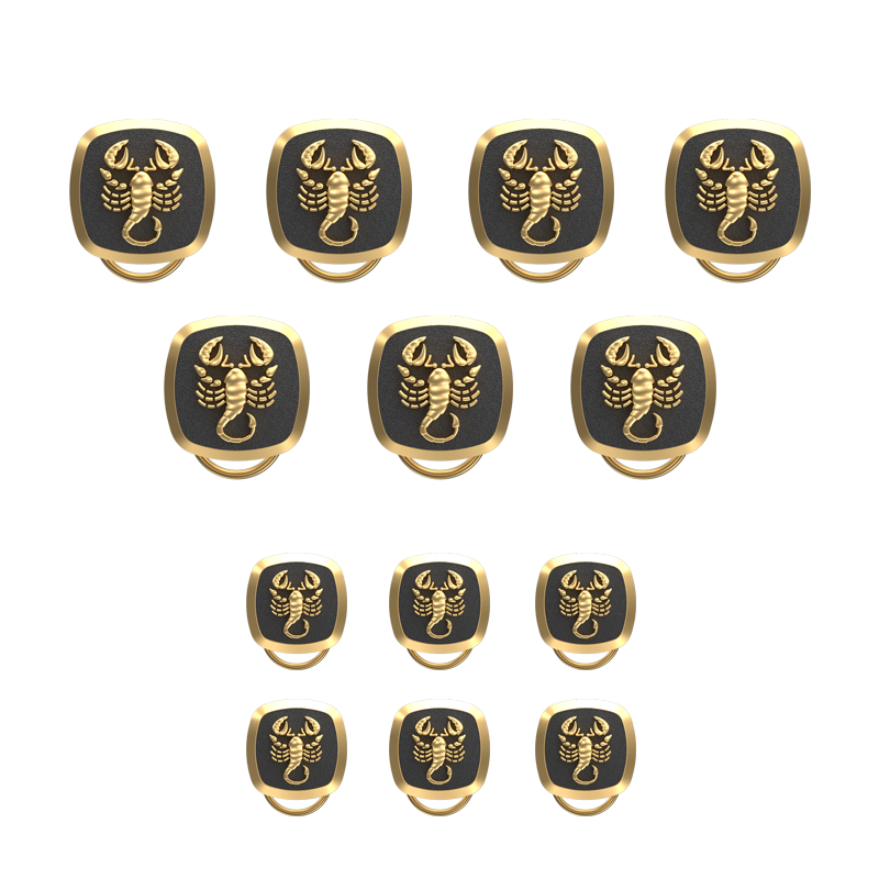 Scorpio Zodiac, Constellation Button set with 18kt Gold & Black Ruthenium Plating on Brass.