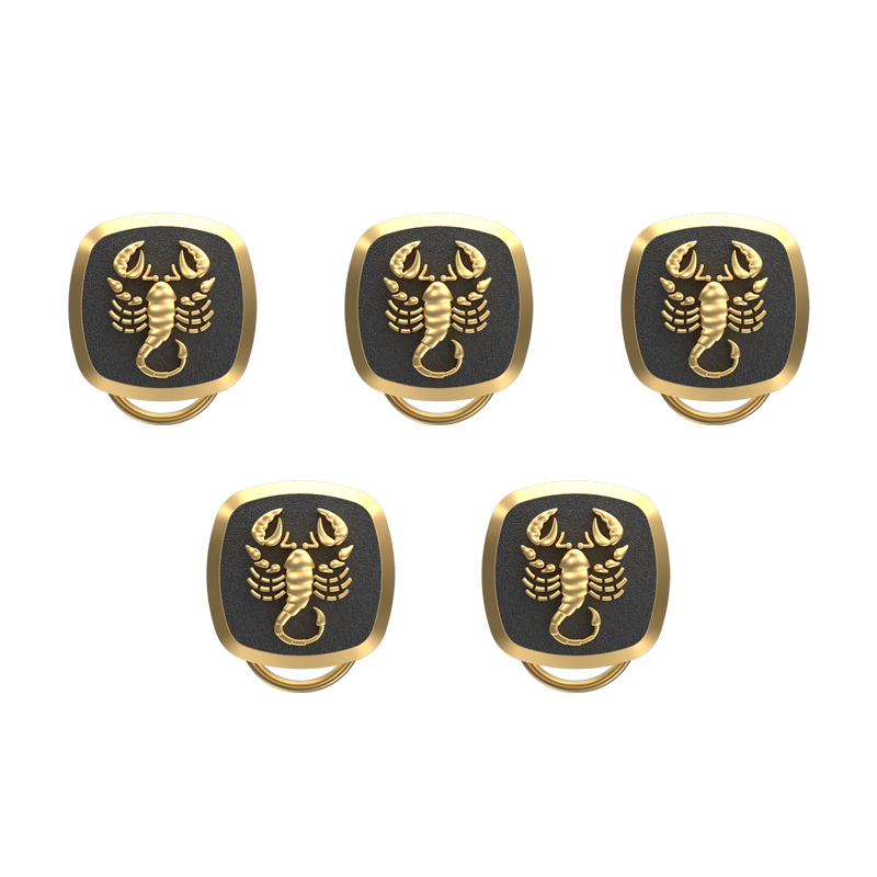 Scorpio Zodiac, Constellation Button set with 18kt Gold & Black Ruthenium Plating on Brass.