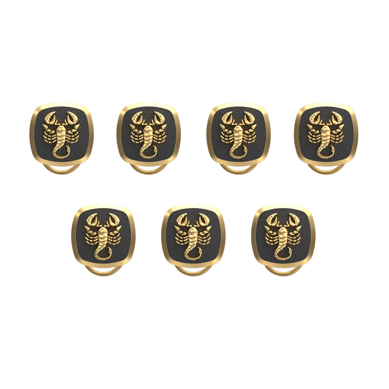 Scorpio Zodiac, Constellation Button set with 18kt Gold & Black Ruthenium Plating on Brass.