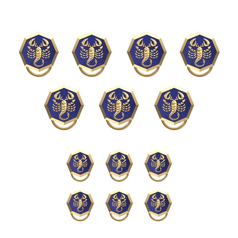 Scorpio Zodiac, Constellation Button set with 18kt Gold & Black Ruthenium Plating on Brass.