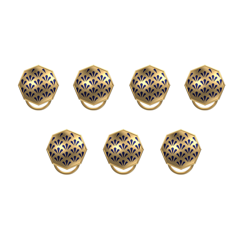 Bloom, Classic Button Set with 18kt Gold Plating and Enamel on Brass.