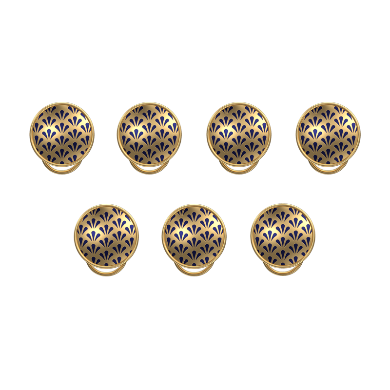 Bloom, Classic Button Set with 18kt Gold Plating and Enamel on Brass.