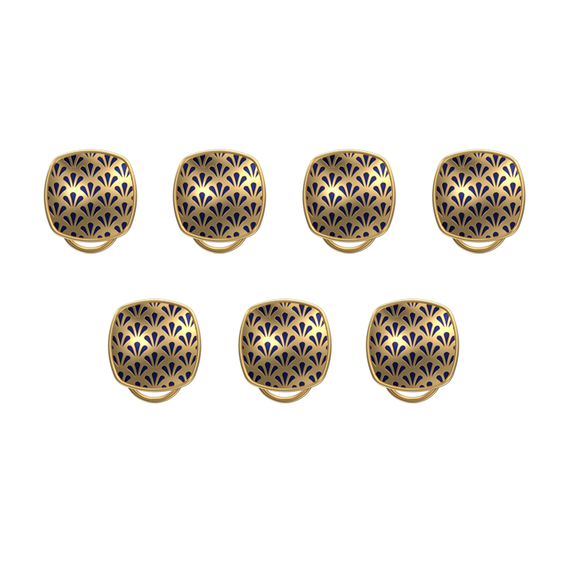 Bloom, Classic Button Set with 18kt Gold Plating and Enamel on Brass.