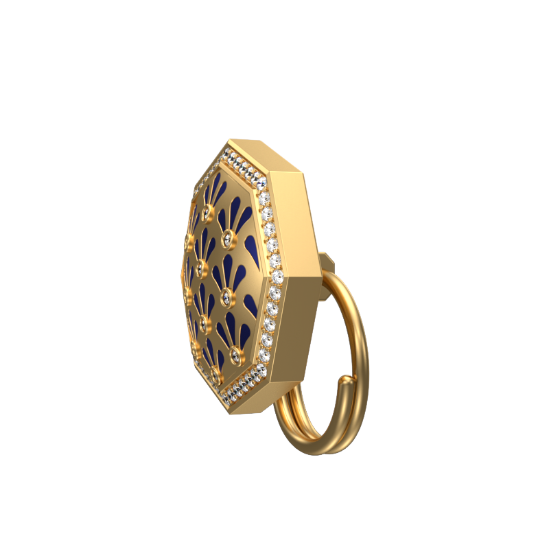 Bloom Luxe, Classic Button Set with CZ Diamonds, 18kt Gold Plating and Enamel on Brass.