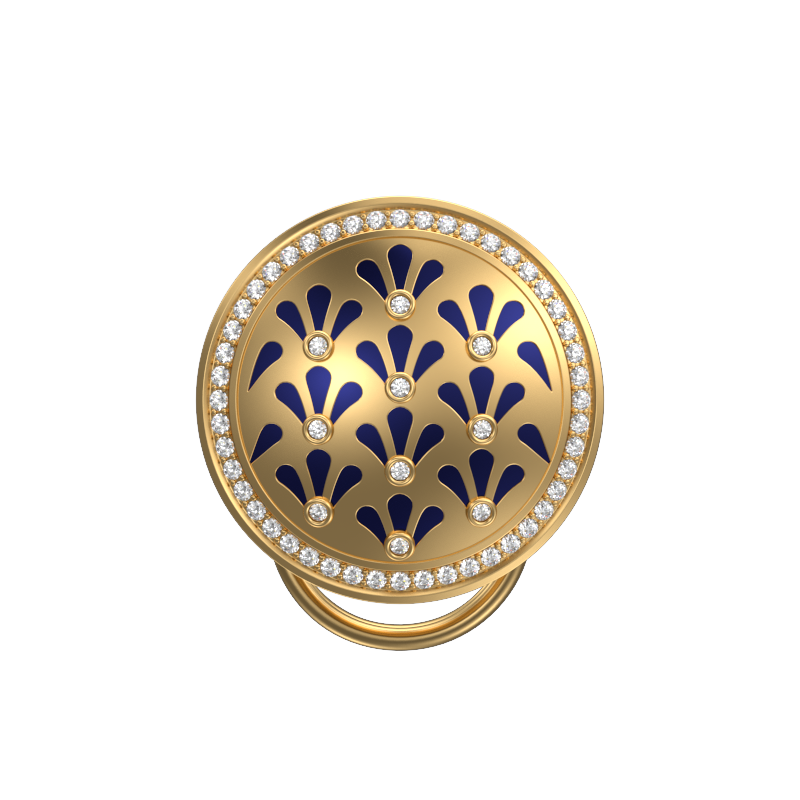 Bloom Luxe, Classic Button Set with CZ Diamonds, 18kt Gold Plating and Enamel on Brass.