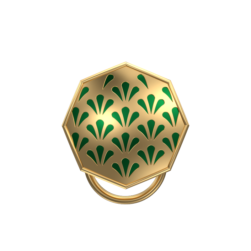 Bloom, Classic Button Set with 18kt Gold Plating and Enamel on Brass.
